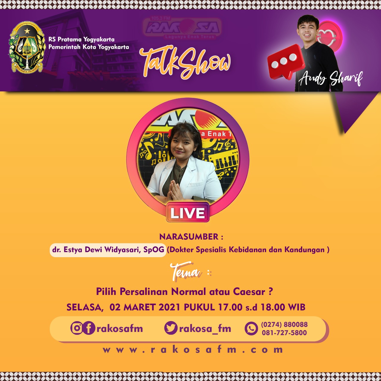 Live Talkshow  Kesehatan Radio Bersama dr. Estya Dewi Widyasari, SpOG