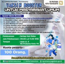 Informasi Vaksin Booster Dosis ke 3 Bagi Masyarakat Umum  di RS Pratama Kota Yogyakarta