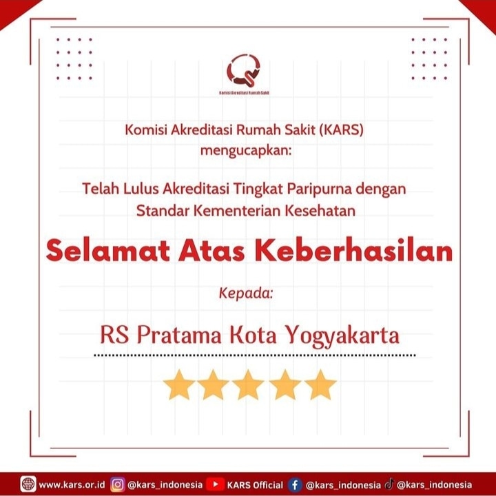 Selamat untuk RS Pratama Kota Yogyakarta lulus akreditasi PARIPURNA